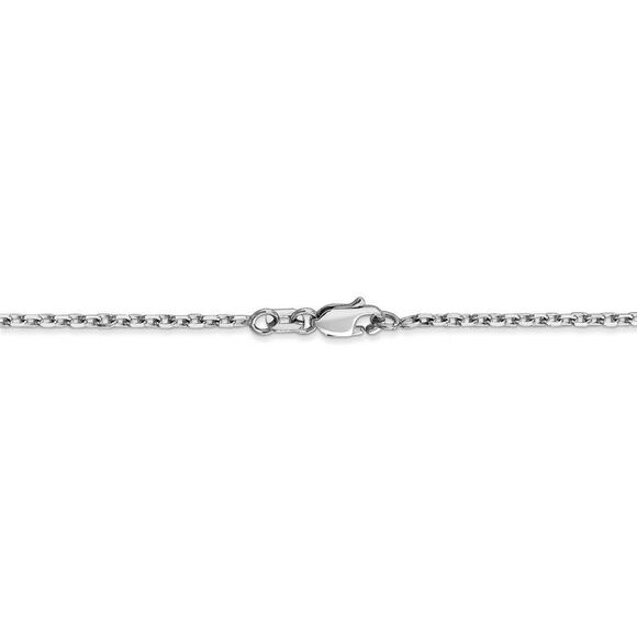 1.8mm 10k White Gold Solid Diamond Cut Cable Chain Necklace, 18 Inch - Picture 4 of 8
